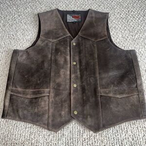 First Classics Men’s Brown 100% Leather Riding Motorcycle Vest 3X